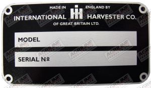 Model & Serial Number Plate - IH